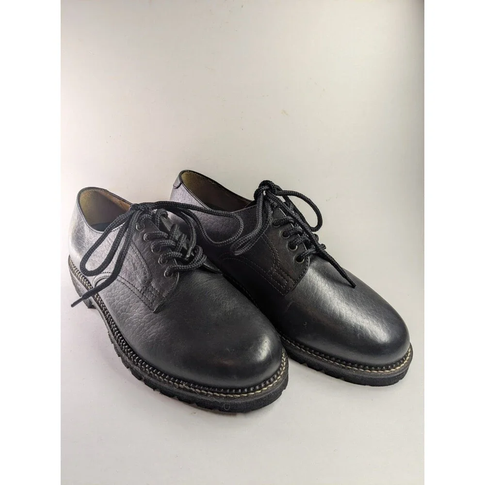 H.S. Trask Gallatin H1001 Men's 8M Black Leather Oxford Lug Sole Plain Toe Shoes
